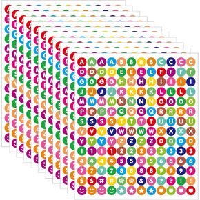 1680 Pcs 10 Sheets Colorful Alphabet Letter Stickers, 0.5in Vinyl Self-Adhesive Number Alphabet Stickers for Arts Crafts, Decals for Sign, Notebook, Collage Album, Scrapbooking Journal Notebook