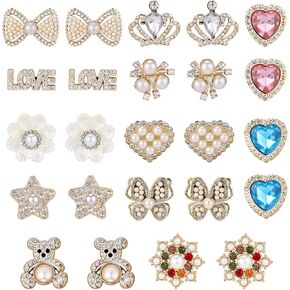 24pcs سحر جورب غير مرغوب فيه ، 12 أنماط سلامة دبابيس بروش ، لؤلؤة وحجر الراين المجوهرات جورب دبابيس أحذية لامعة لإكسسوارات المجوهرات دبابيس سامباس للقبع