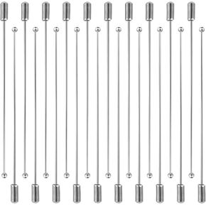 20 PCS Metal Stick Pin Brooch Safety Pins for Jewelry Making Brooch Pins for Crafts Long Needle Eye Pin Boutonniere Sticks with Stopper for DIY Costume, Suit Tie Hat Pin 90 mm