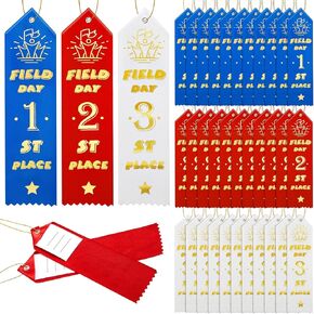 أشرطة موسم التخرج من أشرطة Multicolor School Field Day Place 1st 2rd Place مع بطاقة الحدث وحبل أشرطة مسابقة أحادية الحجم للأطفال الرياضيين للأطفال ، 3 Color (45 PCS)