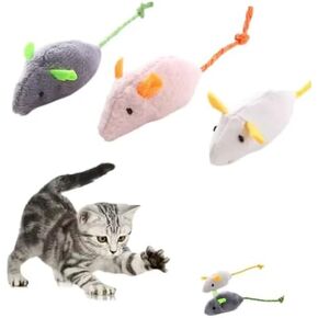 Interactive Cat Mouse Toys with Catnip, Plush Fabric, 5 Pack, Multi-Color