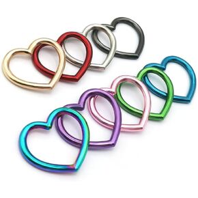 10 PCS Heart Connectors Buckle 1.4 "x1.3" سحر قلب حلقة سحر حلقات ربط حلقات الدعاة للملابس الرئيسية للملابس الرئيسية زخرفة الشريط ديكور ، 10 ألوان