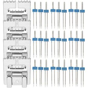 18pcs دبابيس إبر مزدوجة التوأم ومجموعة 4pcs قدم مكابس ، دبابيس مزدوجة دبابيس ملحقات آلة الخياطة