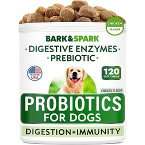 اللحاء وشرارة الكلب البروبيوتيك مضغ - الغاز ، الإسهال ، الحساسية - الإنزيمات + prebiotics - الألياف القابلة للمضغ - الهضم ، المناعة - الولايات المتحدة الأمريكية مصنوعة - 90 CT - Beefliver