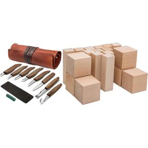 Beavercraft S18X Deluxe Wood Crving Kit BW18 PCS Basswood Corving Blocks Whittling Wood Clocks