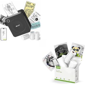 Nelko Black Sticker Printer,PM230 Mini Printer Bluetooth Portabel Sticker Maker, Mini Printer Paper, PM230 Thermal Printer,Black on Black, 54mmx3.5m 3 Rolls