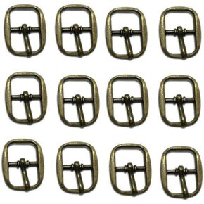 50pcs Single Prong Belt Buckle Metal Rectangle Prong Pin Shoe Needle Center Bar Buckle for Making Doll Clothes Shoes Bags Belt (Bronze Tone)