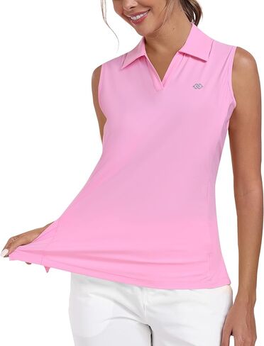MoFiz Women Racerback Sleeveless Golf Polo Shirts V-Neck Collarless Tennis Running Tank Tops Quick Dry Athletic Casual in Kuwait