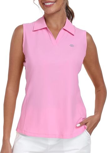 MoFiz Women Racerback Sleeveless Golf Polo Shirts V-Neck Collarless Tennis Running Tank Tops Quick Dry Athletic Casual in Kuwait