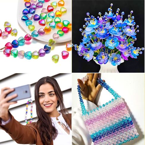 1200 Pcs Acrylic Candy Heart Star Beads Round Smile Face Kandi Beads, Assorted Bracelet Pastel Bead Cute Kawaii Fun Beads for DIY Craft Jewelry Making Phone Lanyard Earring Bracelet in Kuwait