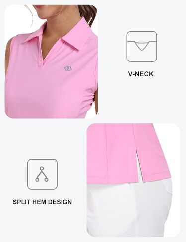 MoFiz Women Racerback Sleeveless Golf Polo Shirts V-Neck Collarless Tennis Running Tank Tops Quick Dry Athletic Casual in Kuwait