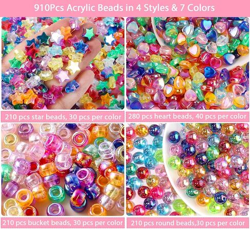 1200 Pcs Acrylic Candy Heart Star Beads Round Smile Face Kandi Beads, Assorted Bracelet Pastel Bead Cute Kawaii Fun Beads for DIY Craft Jewelry Making Phone Lanyard Earring Bracelet in Kuwait