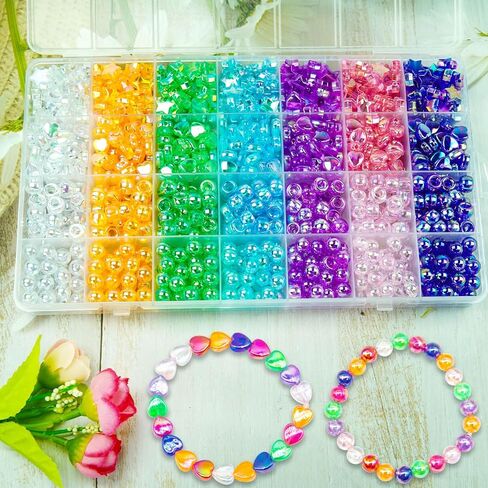 1200 Pcs Acrylic Candy Heart Star Beads Round Smile Face Kandi Beads, Assorted Bracelet Pastel Bead Cute Kawaii Fun Beads for DIY Craft Jewelry Making Phone Lanyard Earring Bracelet in Kuwait
