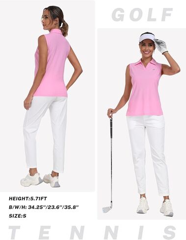 MoFiz Women Racerback Sleeveless Golf Polo Shirts V-Neck Collarless Tennis Running Tank Tops Quick Dry Athletic Casual in Kuwait