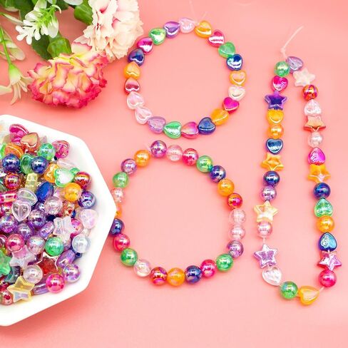 1200 Pcs Acrylic Candy Heart Star Beads Round Smile Face Kandi Beads, Assorted Bracelet Pastel Bead Cute Kawaii Fun Beads for DIY Craft Jewelry Making Phone Lanyard Earring Bracelet in Kuwait