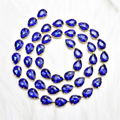 1 Yard Bling Rhinestone Trim Chain, Shiny Crystal Rhinestone Applique, Diamond Fringe Trim Chain Crafts for Personalized DIY Decoration, Clothing Accessories, Wedding, Party (Blue Zircon) in Saudi Arabia