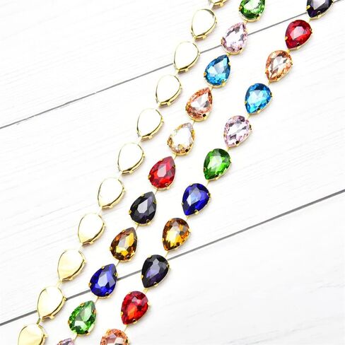 1 Yard Bling Rhinestone Trim Chain, Shiny Crystal Rhinestone Applique, Diamond Fringe Trim Chain Crafts for Personalized DIY Decoration, Clothing Accessories, Wedding, Party (Blue Zircon) in Kuwait