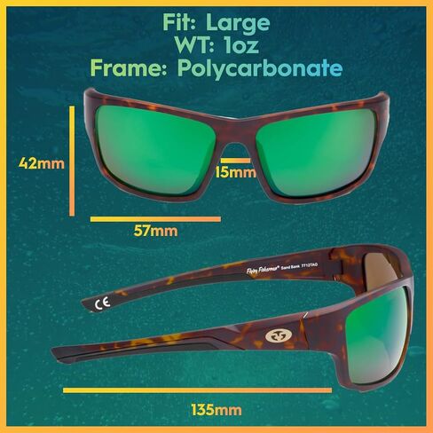Flying Fisherman Sand Bank Wrap Around Polarized Sunglasses, Frame: Matte Black/Lens: Smoke-Blue Mirror, One Size in Kuwait