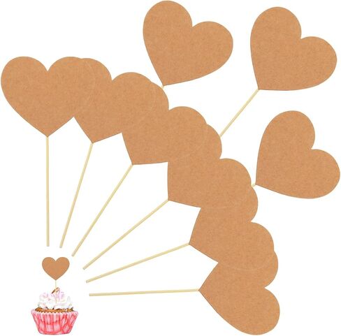 100pcs Love Heart Kraft Paper Inserts Cake Dick Paper Inserts Falentine Day Insert Cards Vintage Digeratiators Cupcake Top Flugh Dancl in Saudi Arabia