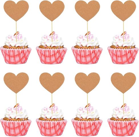 100pcs Love Heart Kraft Paper Inserts Cake Dick Paper Inserts Falentine Day Insert Cards Vintage Digeratiators Cupcake Top Flugh Dancl in Saudi Arabia