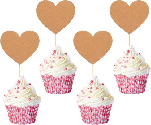 100pcs Love Heart Kraft Paper Inserts Cake Dick Paper Inserts Falentine Day Insert Cards Vintage Digeratiators Cupcake Top Flugh Dancl in Saudi Arabia