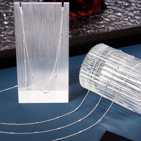 Pandahall 1M 925 Sterling Silver Cable Chains Unwelded Silver Jewelry Chains Tube Bar Link Chains for Permanent Choker Necklace Jewelry Making with Polishing Clothe & Velvet Bags in Kuwait