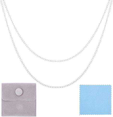 Pandahall 1M 925 Sterling Silver Cable Chains Unwelded Silver Jewelry Chains Tube Bar Link Chains for Permanent Choker Necklace Jewelry Making with Polishing Clothe & Velvet Bags in Saudi Arabia
