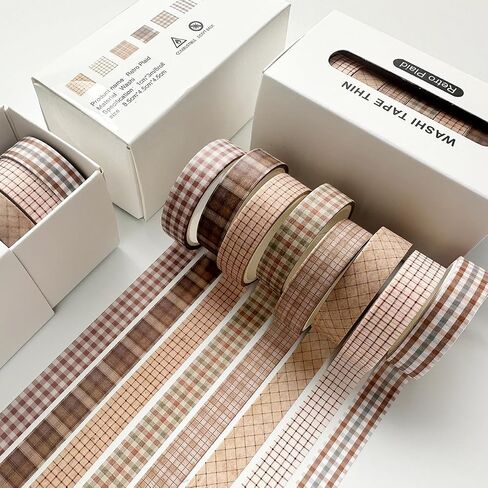 مجموعة Washi Tape Vintage 8 لفات رفاهية رفيعة زخرفية أنماط عتيقة الأشرطة للفنون ، الحرف اليدوية ، المجلات ، المخططين ، سجل القصاصات ، التفاف (منقوشة الرجعية) in Kuwait