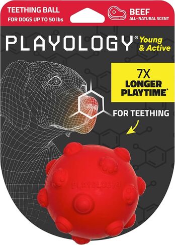playology puppy ball ball | لعبة الكلب للكلاب الصغيرة والنشطة | إشراك لعبة زبدة الفول السوداني الطبيعية المعطرة على الجراء in Kuwait
