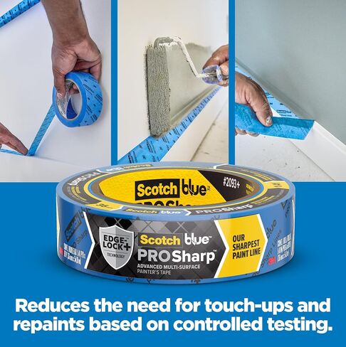 ScotchBlue PROSharp Painter's Tape 1.5 Inch Wide (1.41 in x 60 yd) 1 Roll Blue Tape Protects Surfaces and Removes Easily, Edge-Lock Tape for Indoor and Outdoor Use (2093+-36EC) in Saudi Arabia