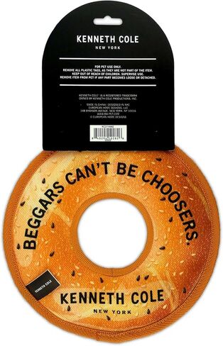 Kenneth Cole Stuffing-Free Durable New York Bagel Dog Toy – Chew-Resistant Nylon, Squeaker, Crinkle, and All-Day Play in Kuwait