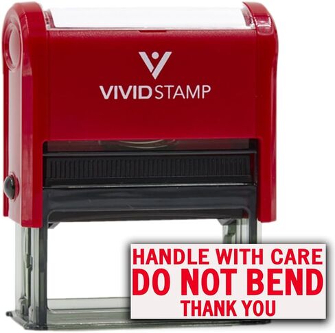Handle with Care DO NOT Bend Self Inking Rubber Stamp (Red Ink) - Medium in Kuwait