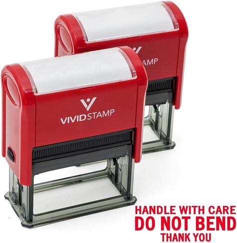 Handle with Care DO NOT Bend Self Inking Rubber Stamp (Red Ink) - Medium in Kuwait