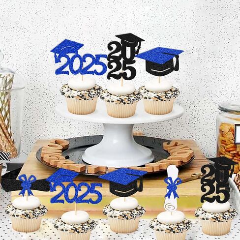 30 Pcs Graduation Cupcake Topper Graduation Cap Diplima We Are Proud of You Class of 2025 I'm Done Theme Cake Decorations for College University High School Party Supplies Glitter Décor(Red) in Kuwait