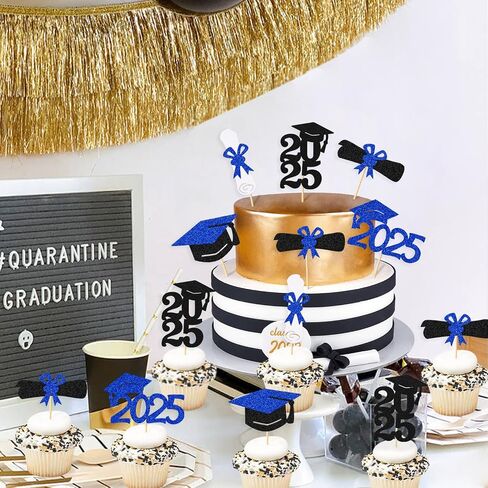 30 Pcs Graduation Cupcake Topper Graduation Cap Diplima We Are Proud of You Class of 2025 I'm Done Theme Cake Decorations for College University High School Party Supplies Glitter Décor(Red) in Kuwait