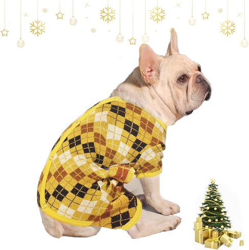TONY HOBY Dog Sweater, Knitted Warm Dog Winter Shirt for New Year for Small Medium Dog (Blue, Girl, M) in Saudi Arabia