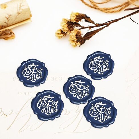 QINGNING Two Colors Plant Wax Seal Sticker 50Pcs Perfect for Wedding Invitations, Christmas, Gift Wrapping Stickers for Envelopes Seal Stamp Stickers Red and White (Copper-Gold) (Prussian Blue) in Saudi Arabia