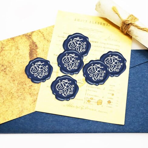 QINGNING Two Colors Plant Wax Seal Sticker 50Pcs Perfect for Wedding Invitations, Christmas, Gift Wrapping Stickers for Envelopes Seal Stamp Stickers Red and White (Copper-Gold) (Prussian Blue) in Saudi Arabia