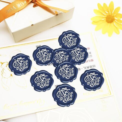QINGNING Two Colors Plant Wax Seal Sticker 50Pcs Perfect for Wedding Invitations, Christmas, Gift Wrapping Stickers for Envelopes Seal Stamp Stickers Red and White (Copper-Gold) (Prussian Blue) in Saudi Arabia