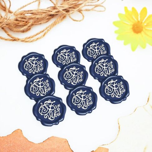 QINGNING Two Colors Plant Wax Seal Sticker 50Pcs Perfect for Wedding Invitations, Christmas, Gift Wrapping Stickers for Envelopes Seal Stamp Stickers Red and White (Copper-Gold) (Prussian Blue) in Saudi Arabia
