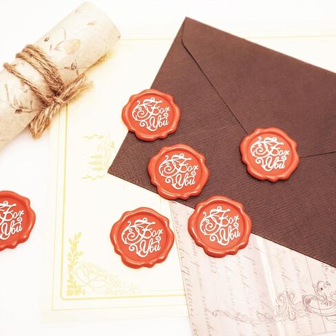 QINGNING Two Colors Plant Wax Seal Sticker 50Pcs Perfect for Wedding Invitations, Christmas, Gift Wrapping Stickers for Envelopes Seal Stamp Stickers Red and White (Copper-Gold) (Prussian Blue) in Saudi Arabia