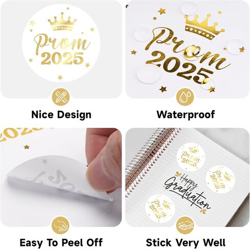 Anwyll Prom 2025 Stickers - Gold Prom Send Off Decoration 2025 60Pcs 2Inch Graduation Prom Sticker Self-Adhesive Prom Envelope Seal Label Sticker for Prom Season Night Party Favor Gift Wrap Invitation in Saudi Arabia