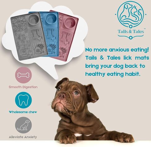 Tails & Tales Pet Licking Mat, Large Size with Non-Slip Suction Cups, Dog & Cat Slow Feeder for Anxiety Relief, Grooming Bathing Training Mat for Peanut Butter & Yogurt in Saudi Arabia