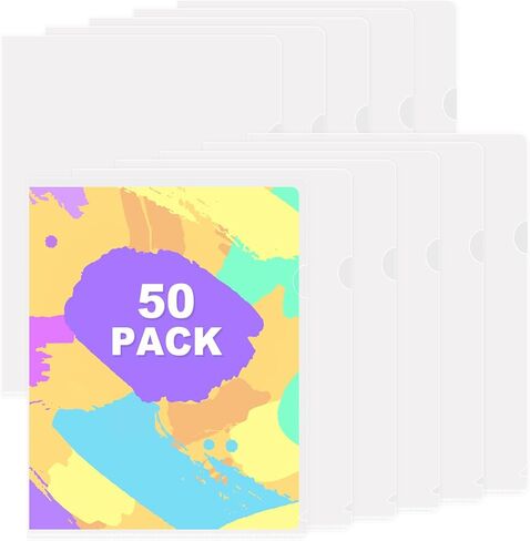TOTIYEA 50 Pack Clear Folder ، مجلدات من النوع L البلاستيكي ، Clear Copy Safe Project Project Pocket ، Fits Letter Size 8.5x11 Paper ، شفاف in Kuwait