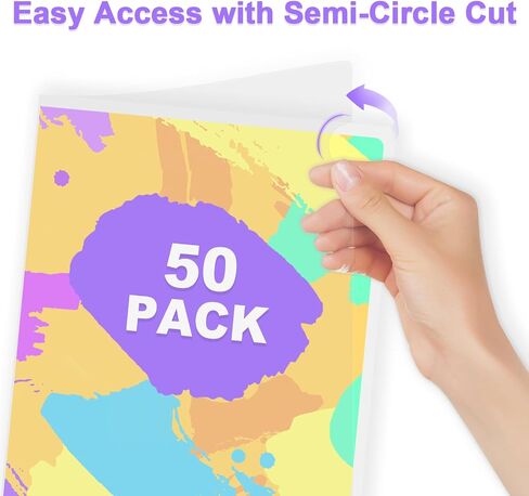 TOTIYEA 50 Pack Clear Folder ، مجلدات من النوع L البلاستيكي ، Clear Copy Safe Project Project Pocket ، Fits Letter Size 8.5x11 Paper ، شفاف in Kuwait