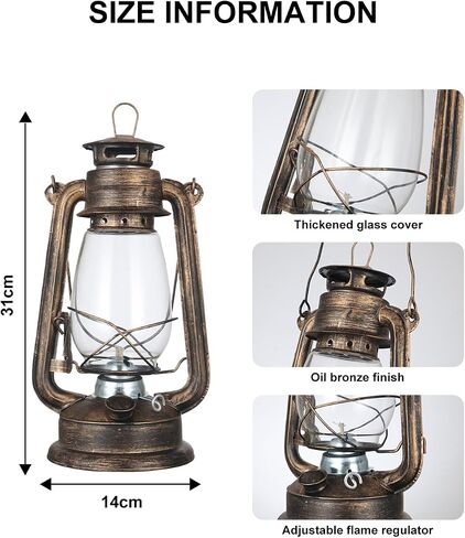 2 Pack Rustic Hurricane Lantern Antique Oil Burning Lantern 12" Vintage Oil Lamp Outdoor Indoor Decorative Kerosene Lamp Hanging Kerosene Fuel Lanterns for Camping Home Patio in Saudi Arabia
