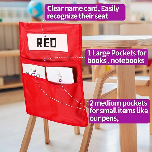 Chairback Buddy Pocket Chart, Chairback Buddy Pocket Chair Pockets for Classroom with 3 Pockets and 1 Student Name Tag, Chair Pockets Organizer in Kuwait