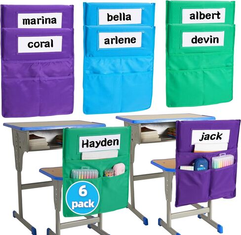 Chairback Buddy Pocket Chart, Chairback Buddy Pocket Chair Pockets for Classroom with 3 Pockets and 1 Student Name Tag, Chair Pockets Organizer in Saudi Arabia