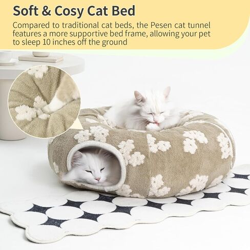 Cat Tunnel Bed with Soft Cushion, Cat Toys for Indoor Cats Enhance Bonding Between Pets and Owners, Encourage Exploration, and Satisfy Natural Instincts for Kittens, Dogs, and Rabbits in Kuwait