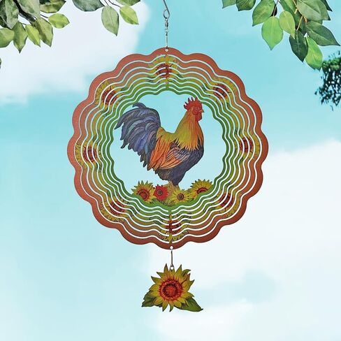 Rooster Wind Spinner,Metal Wind Spinners for Outdoor,3D Double Sided Hanging Chicken Decor for Indoor,Outdoor,Unique Gifts for Women in Saudi Arabia